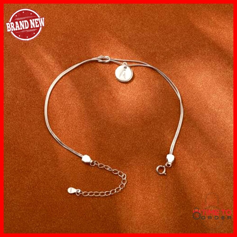 Sterling Silver Initial Bracelet 14K Gold Plated Love Knot Elegant Minimal Chic - Picture 6 of 7